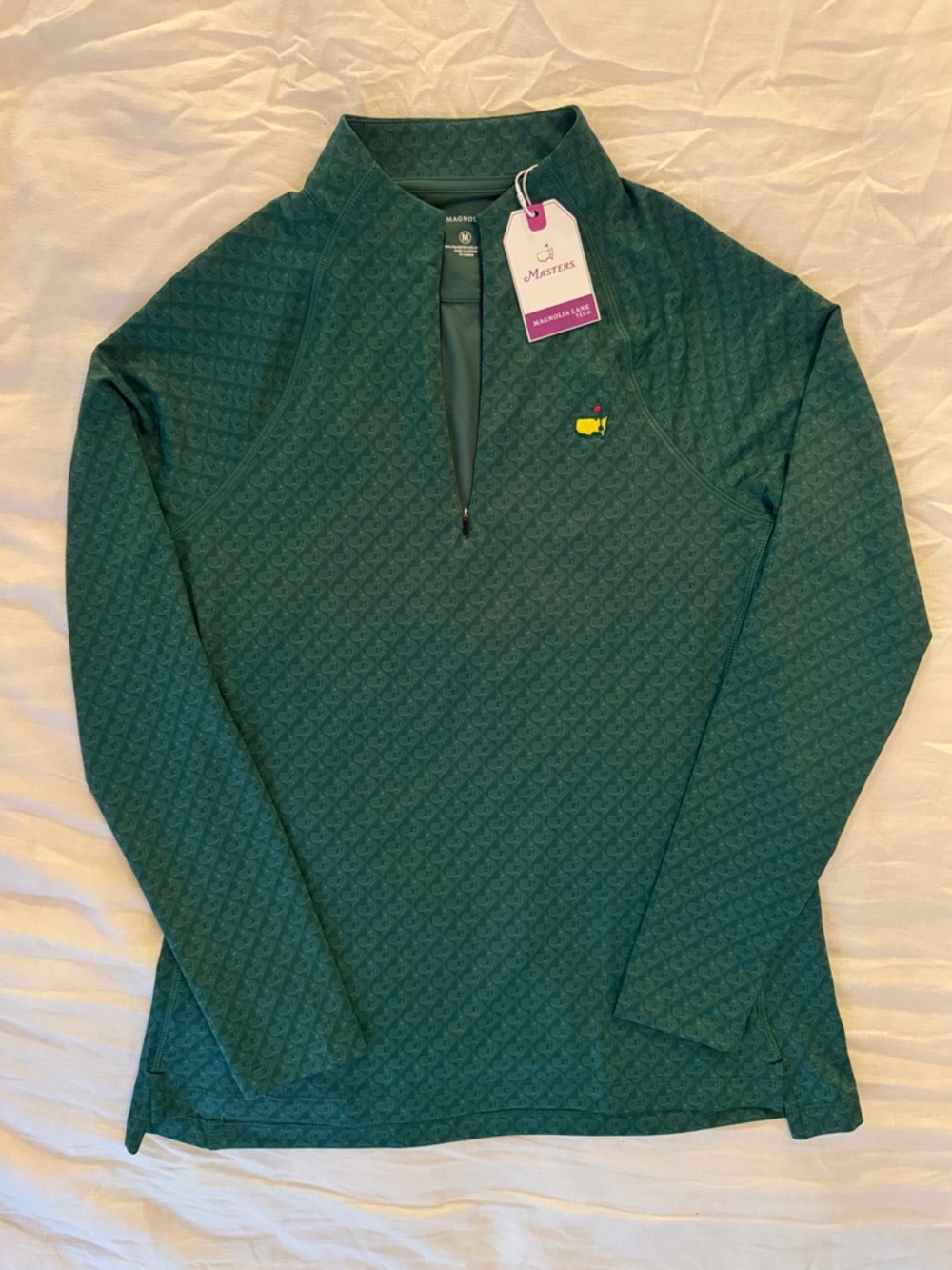 Masters magnolia lane green Quarter-Zip Pullover with Subtle Pattern